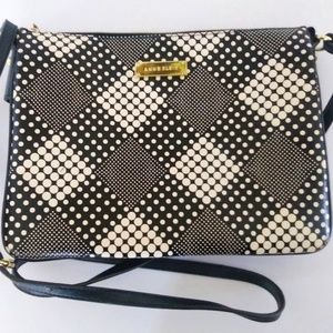 Almost New, Ann Klein Geometric Black and White Dress Bag with Straps.
